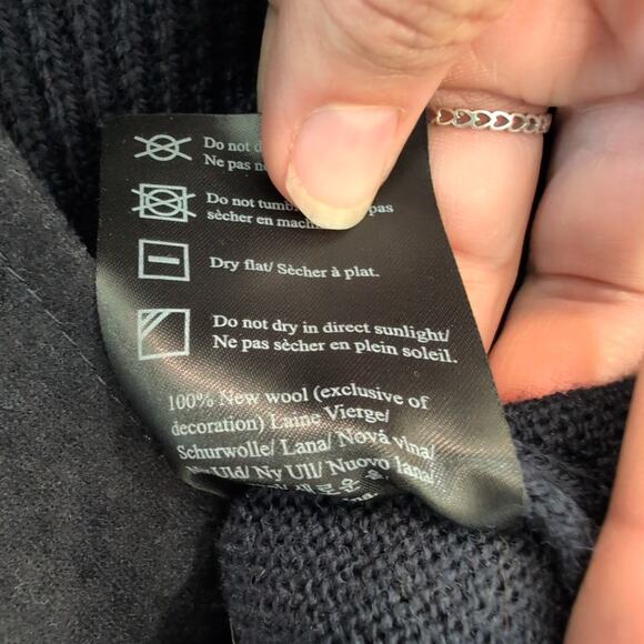 Dale of Norway Karine Knit Sweater Size Large Viking Navy Blue Wool Full Zip Up - Picture 8 of 11